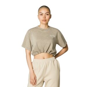 Minaa Monroe “That Girl” Embroidered Acid Wash Cropped Boxy Tee